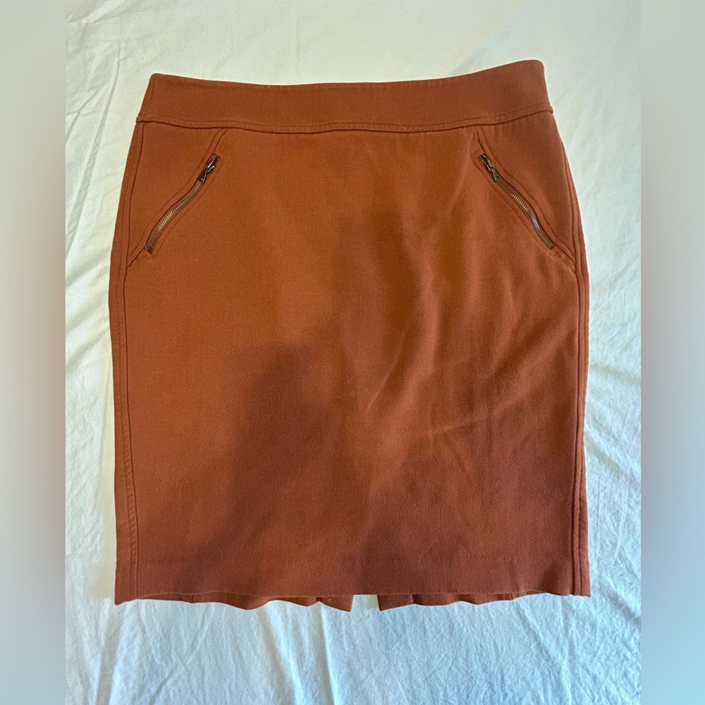 LOFT Rust Pencil Skirt with Zipper Pockets